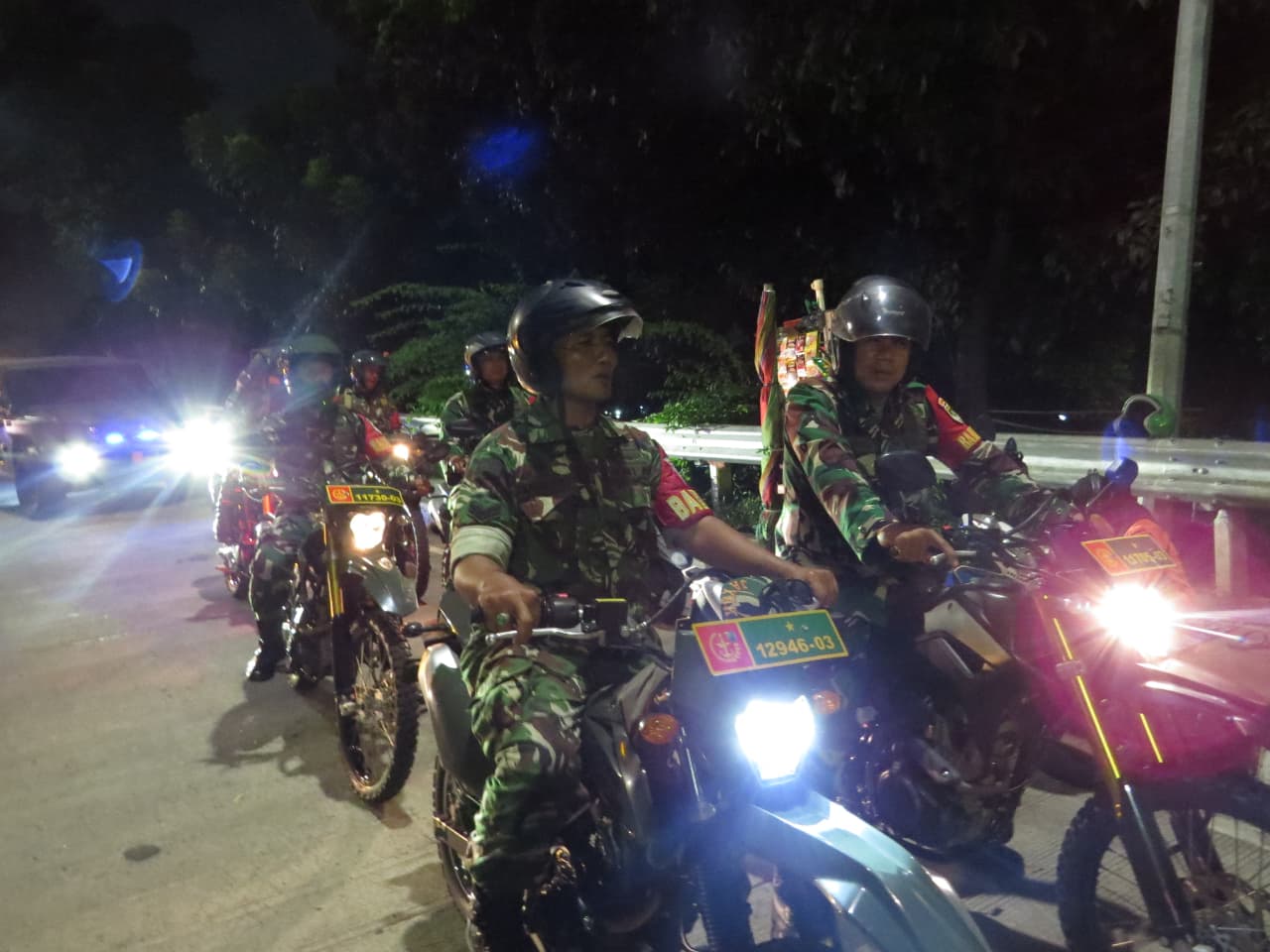 Kodim 0505/JT Gelar Patroli Malam Untuk Ciptakan Situasi Kondusif.