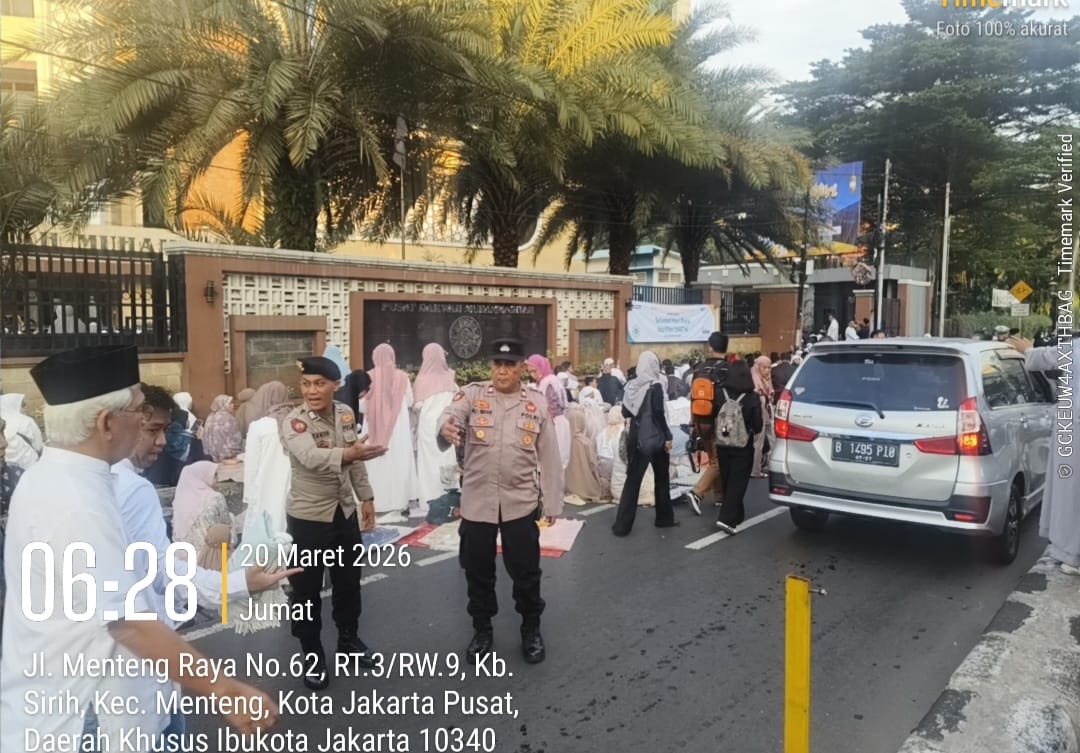Pengamanan Sholat Idul Fitri Muhammadiyah di Menteng Berjalan Khidmat, Polisi Siaga Penuh