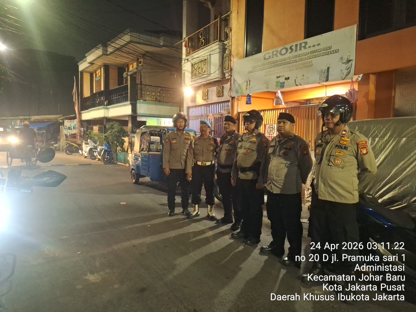 Patroli Cipta Kondisi Dini Hari Polsek Johar Baru, Tekan Potensi Tawuran dan Jaga Wilayah Tetap Kondusif