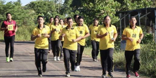 Wujudkan Polri Tangguh, Personel Polres Beltim Jalani Uji Kemampuan Fisik Berkala