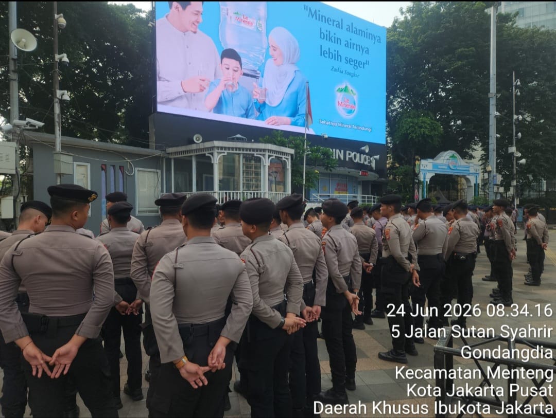186 Personel Gabungan Siaga Antisipasi Unras di Bundaran HI Menteng